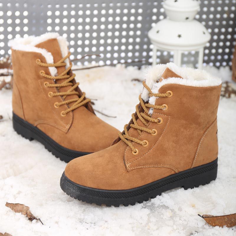 Winter Snow Boots Women Plus Velvet Non-slip Warm Student Short Boots Flat Heel Cotton Shoes Women