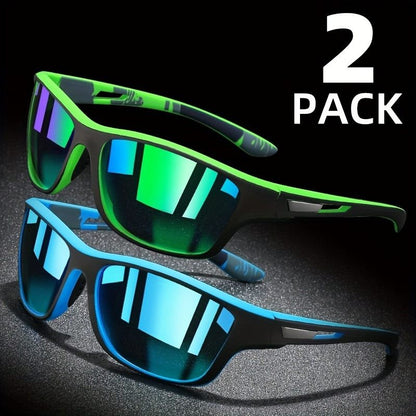 2-Pair Set Of Stylish Wrap-Around Polarized Glasses – Glare-Reducing – Ideal For Sports, Fishing, Cycling &amp; Outdoor Adventures – Unisex, Comfort Fit For Travel &amp; Daily Wear