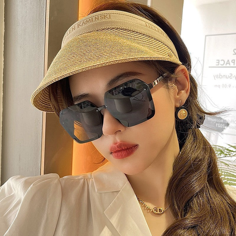 Korean-style Irregular Box Sunglasses Women&#039;s Internet-famous Slim-fit Polygon Sunglasses Trendy Atmospheric All-match Black Glasses