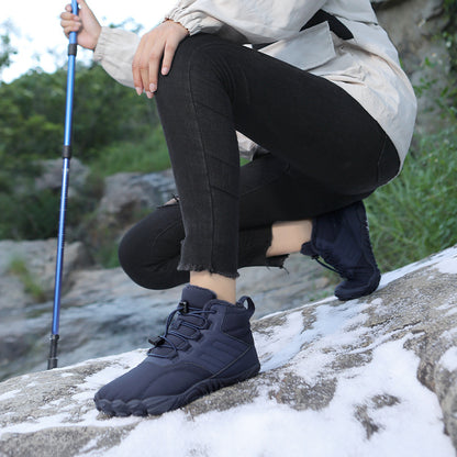 Warm Cotton-padded Shoes For Couples Outdoor Leisure Hiking Sneaker Fleece-lined Thickened Mid-top Men&#039;s Snow Boots