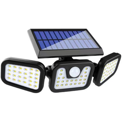 74LED Three Head Lamp Outdoor Solar Courtyard Wall Lamp Household Human Body Induction Lighting Street Lamp