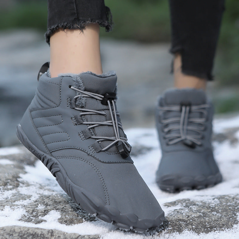 Warm Cotton-padded Shoes For Couples Outdoor Leisure Hiking Sneaker Fleece-lined Thickened Mid-top Men&#039;s Snow Boots